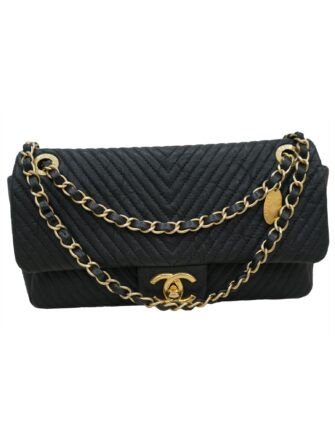 CHEVRON LEATHER MEDIUM FLAP BAG
