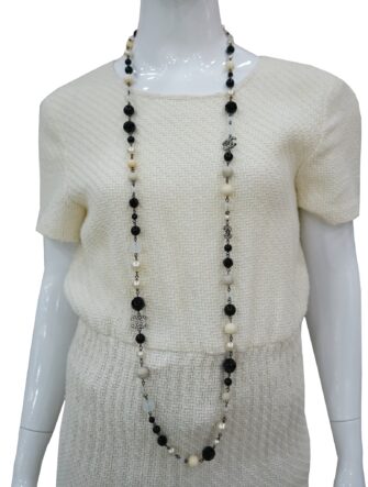 CC PEARLS BLACK BEADS LONG NECKLACE