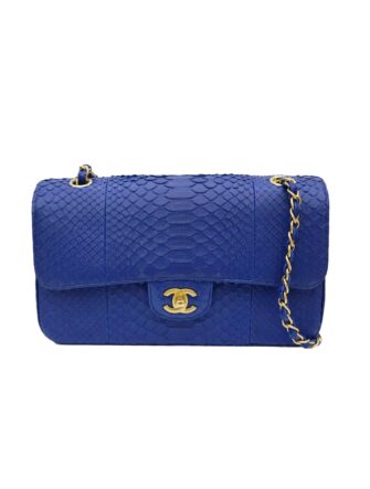 BLUE CLASSIC PHYTON FLAP BAG