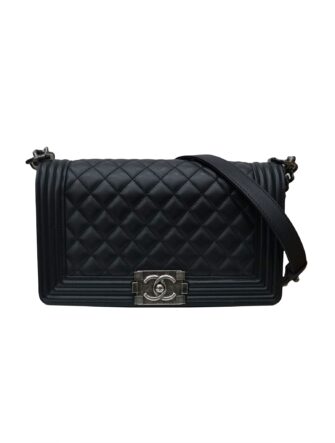 CALFSKIN RUTHENIUM FINISH METAL BOY BAG
