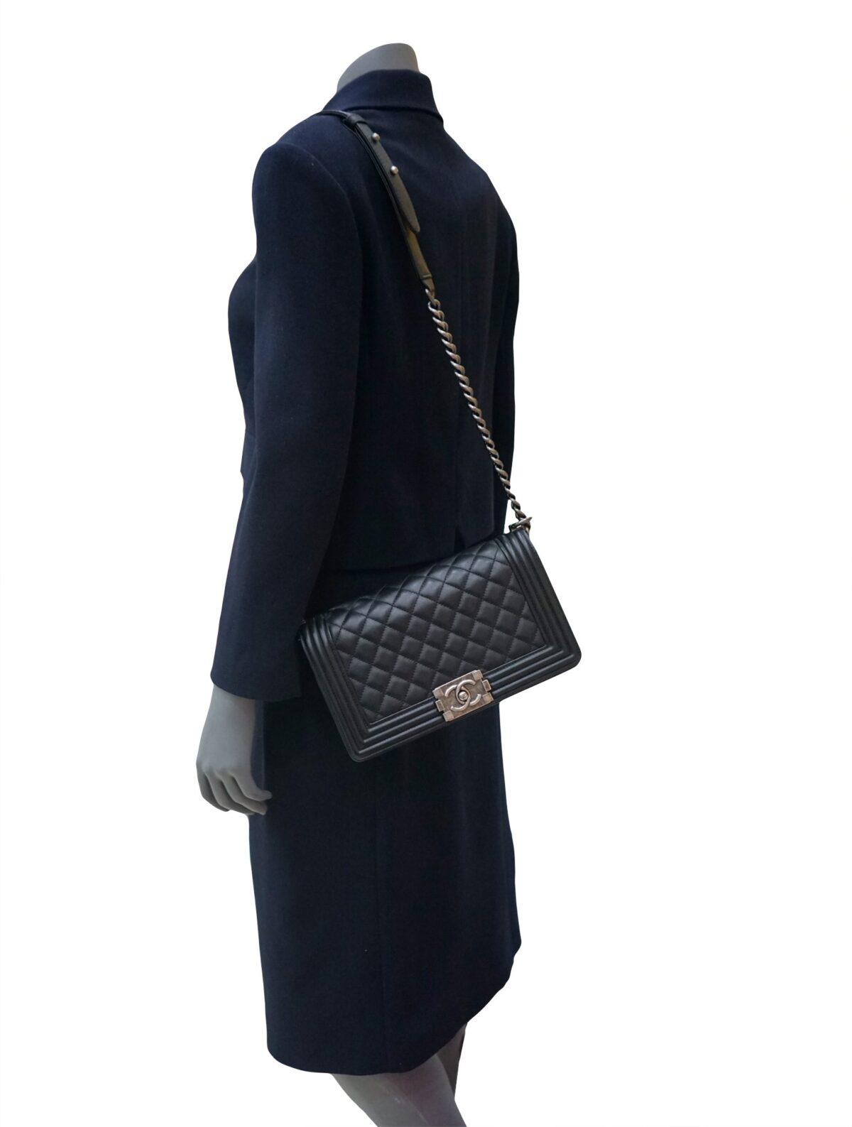 CALFSKIN RUTHENIUM FINISH METAL BOY BAG