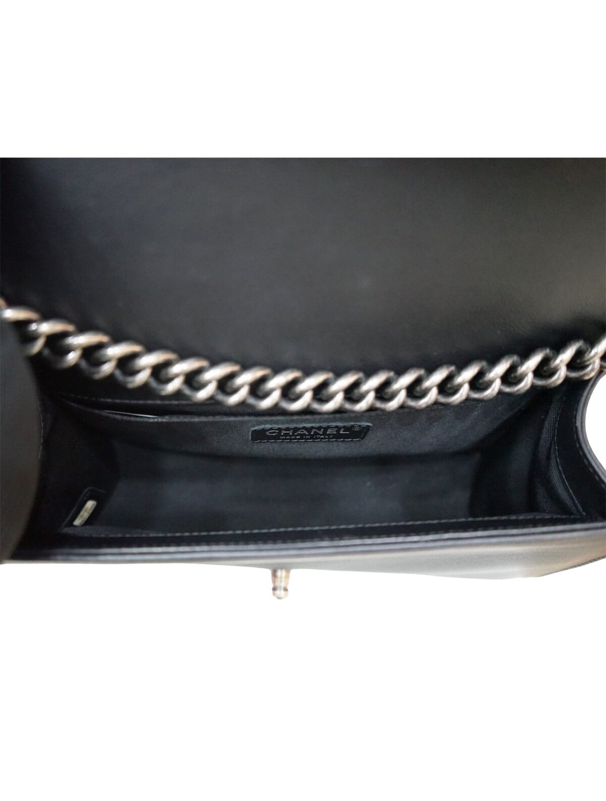 CALFSKIN RUTHENIUM FINISH METAL BOY BAG