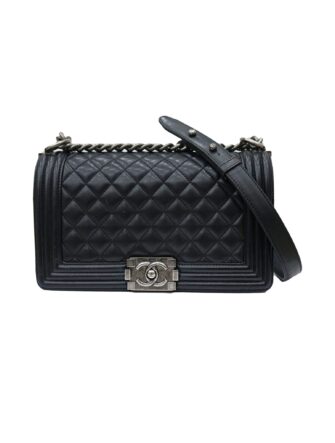 CALFSKIN & RUTHENIUM FINISH META BOY BAG