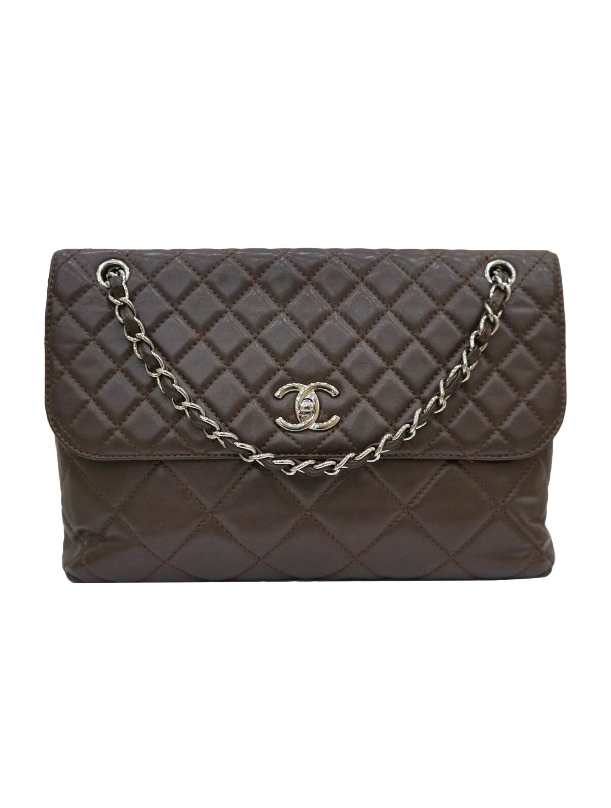 QUILTED LAMSBKIN LEATHER BUSINESS FLAP BAG