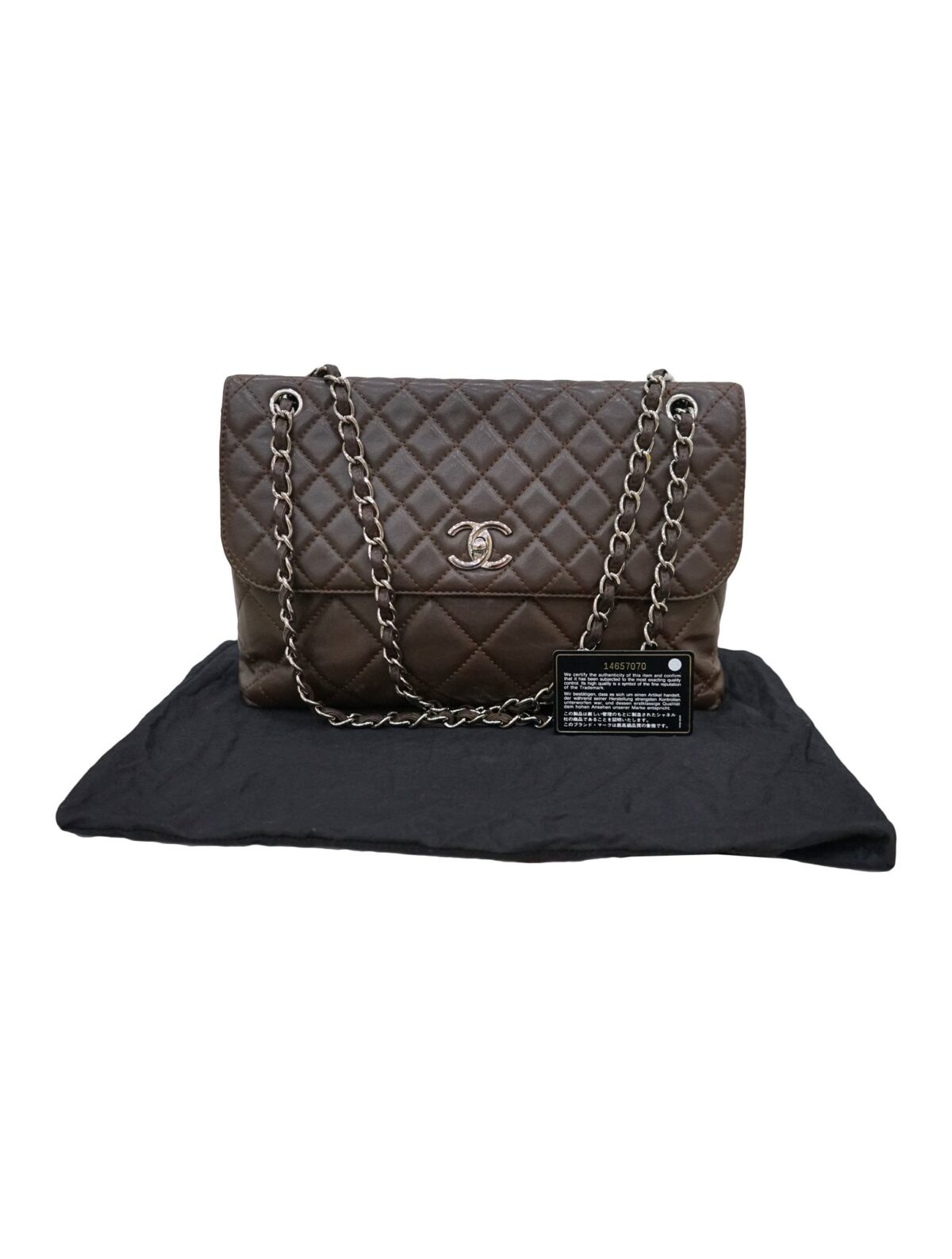 QUILTED LAMSBKIN LEATHER BUSINESS FLAP BAG