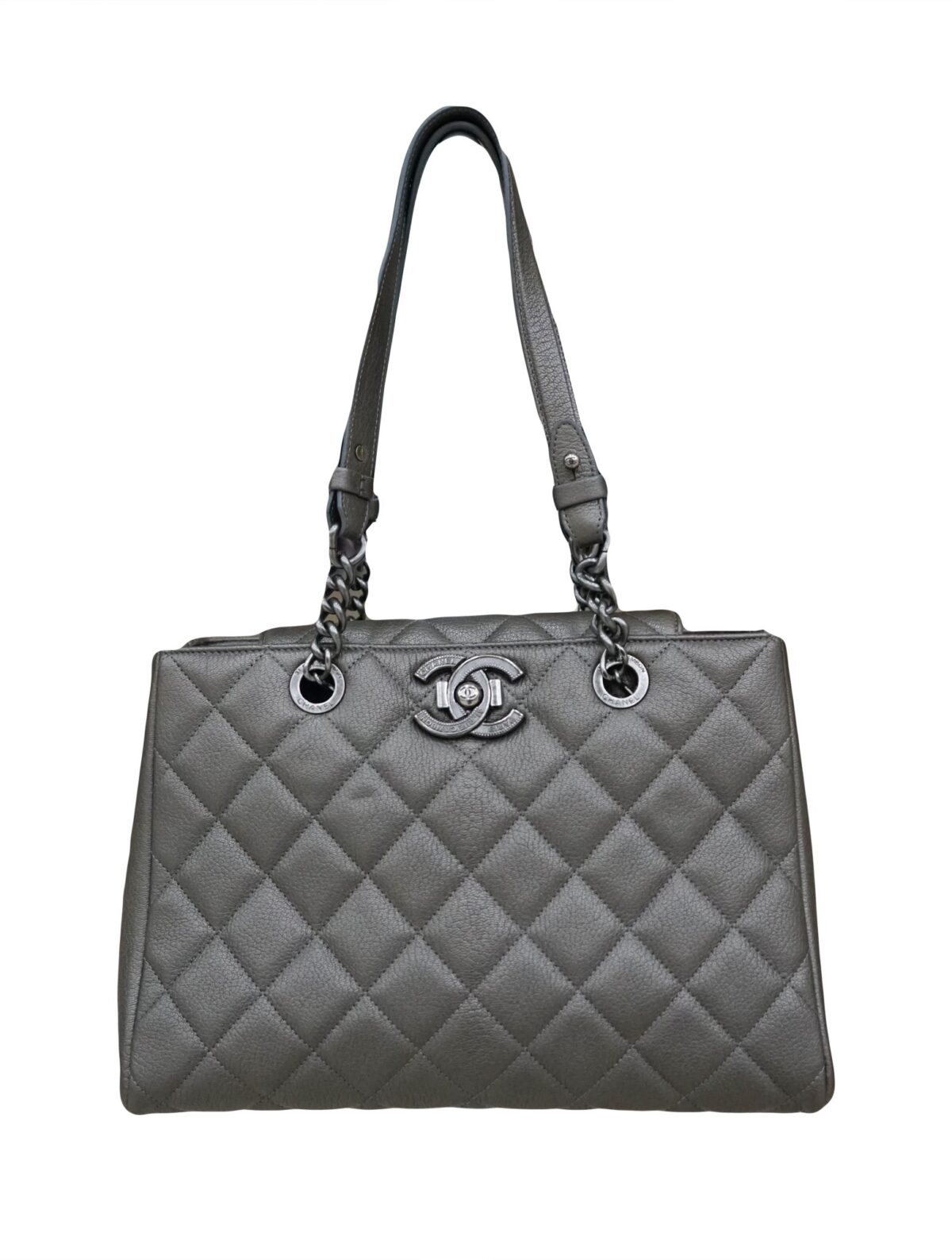 METALLIC VINTAGE CC CHAIN TOTE BAG