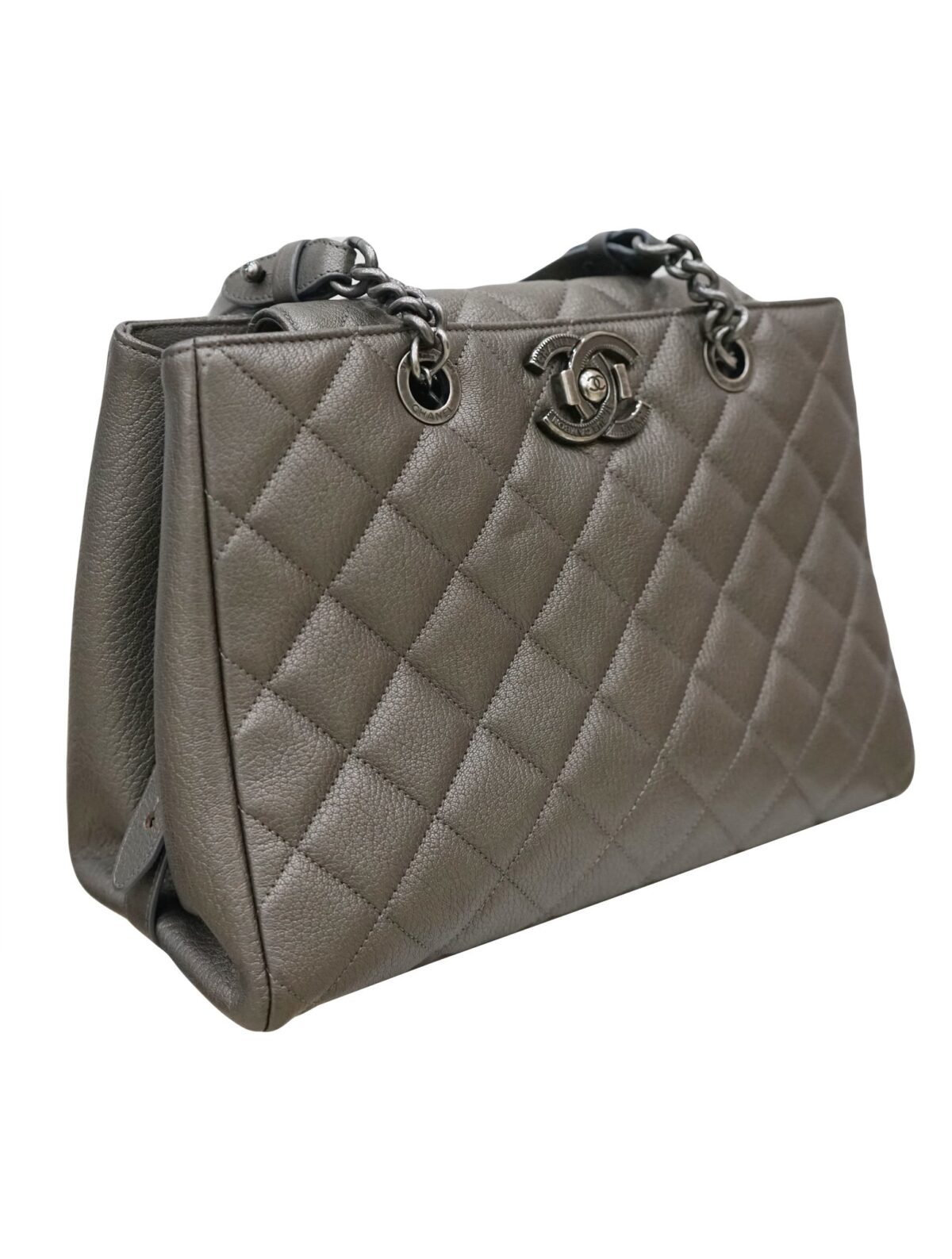 METALLIC VINTAGE CC CHAIN TOTE BAG