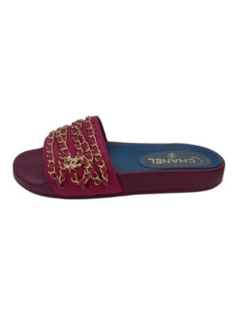 SILK GOLD CHAIN CC LOGO MULES FLOPS
