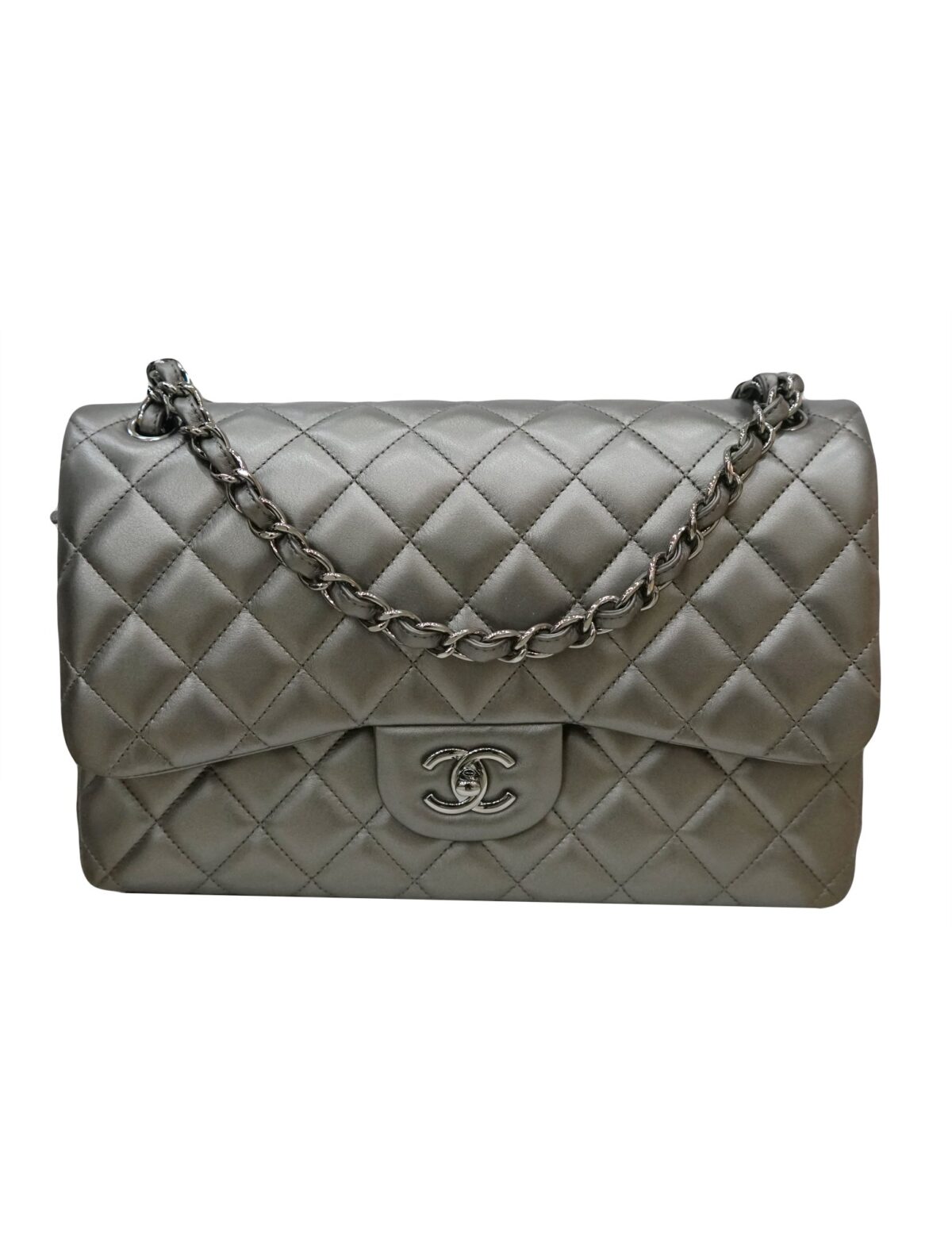 METALLIC LAMBSKIN CLASSIC DOUBLE FLAP BAG