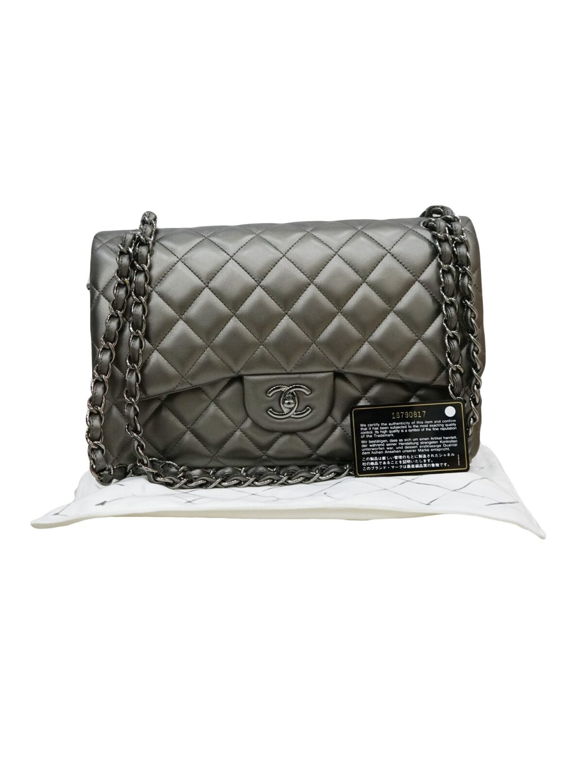 METALLIC LAMBSKIN CLASSIC DOUBLE FLAP BAG
