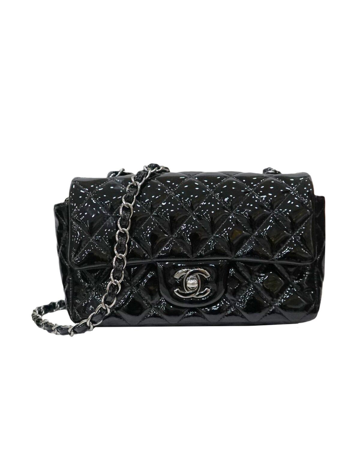 PATENT RECTANGULAR CLASSIC SINGLE FLAP BAG