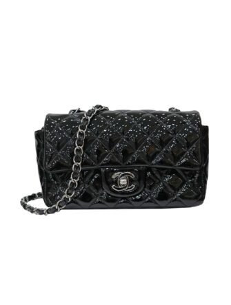 PATENT RECTANGULAR CLASSIC SINGLE FLAP BAG