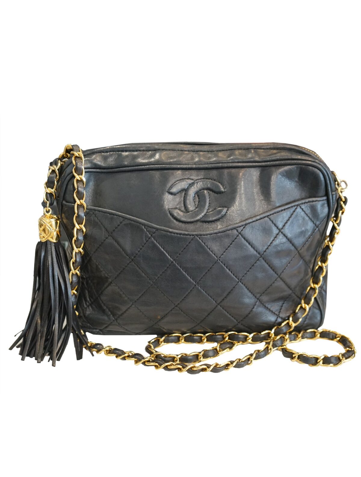 VINTAGE QUILTED LAMBSKIN CAMERA BAG