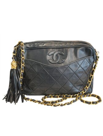 VINTAGE QUILTED LAMBSKIN CAMERA BAG