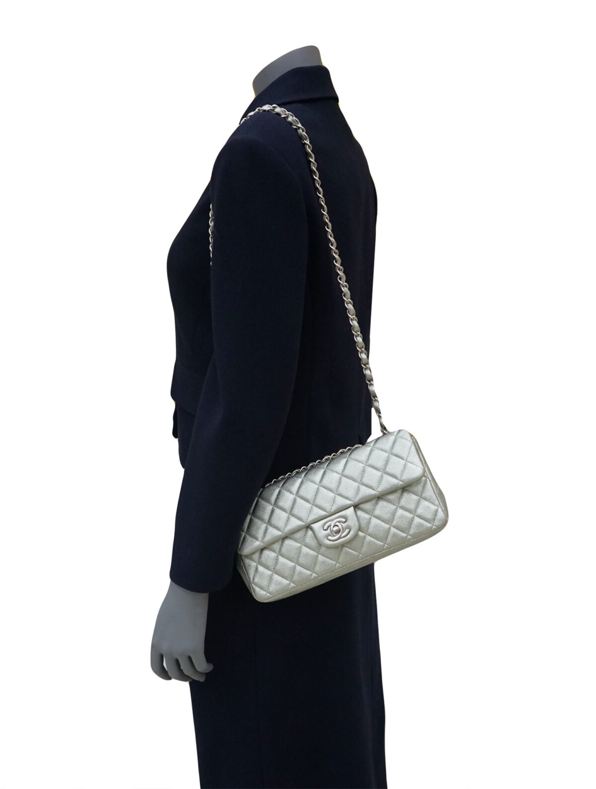 METALLIC GOATSKIN QUILTED CLASSIC FLAP BAG
