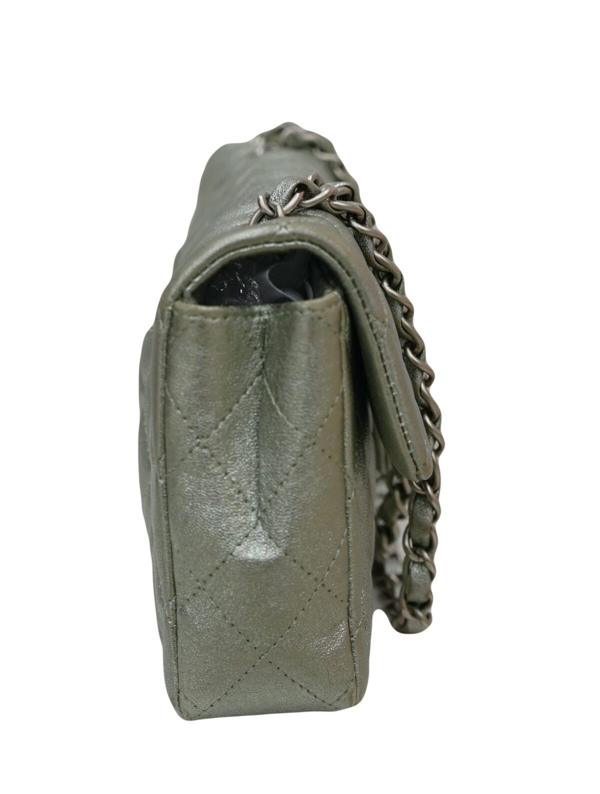 METALLIC GOATSKIN QUILTED CLASSIC FLAP BAG