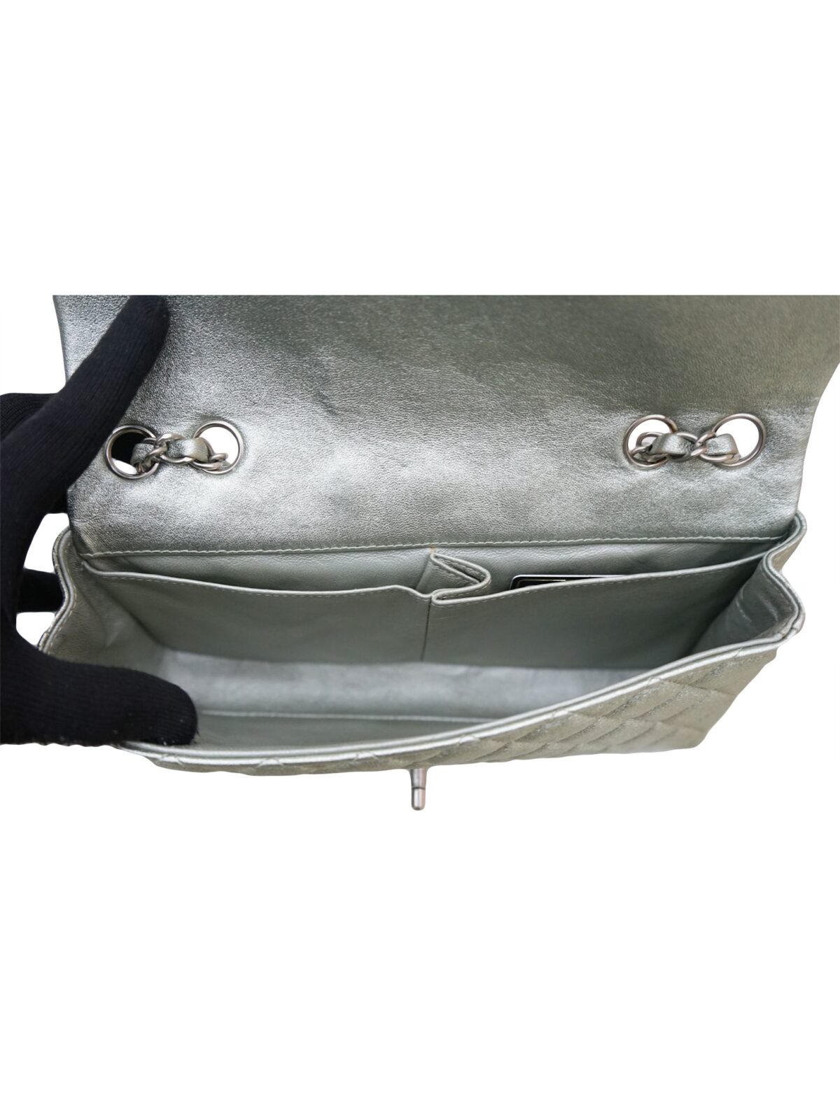 METALLIC GOATSKIN QUILTED CLASSIC FLAP BAG