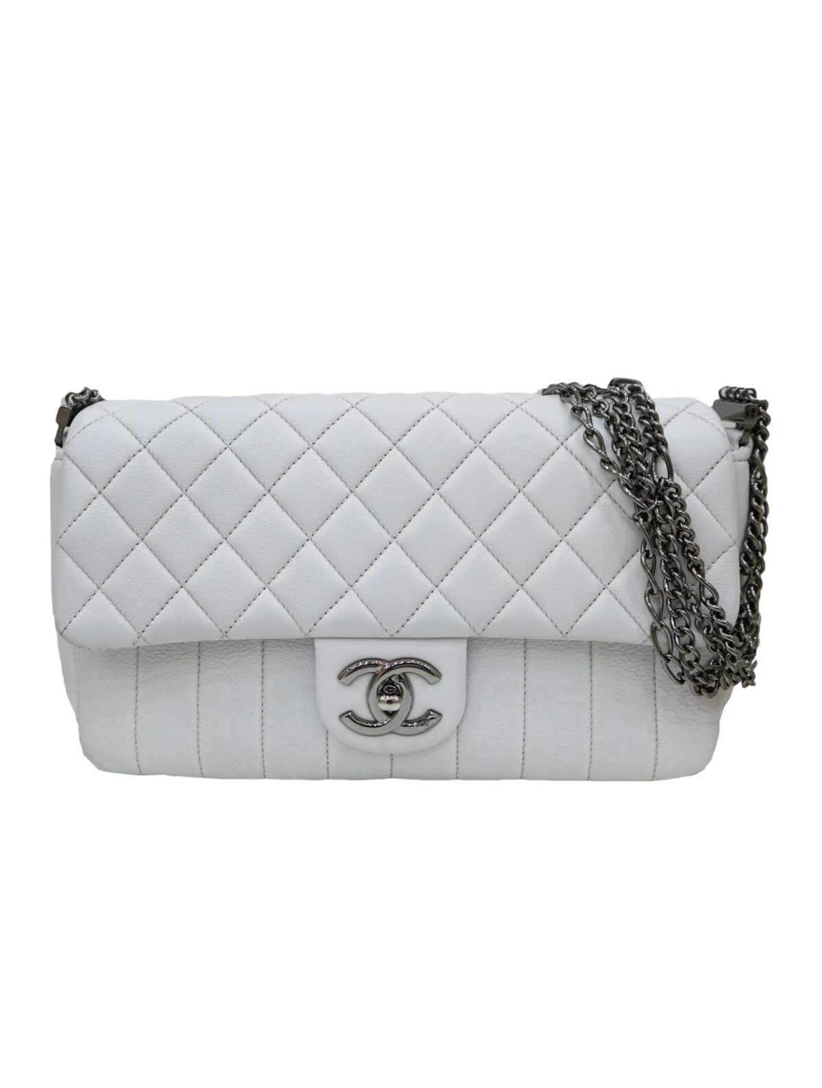 QUILTED LEATHER MULTI CHAIN FLAP BAG
