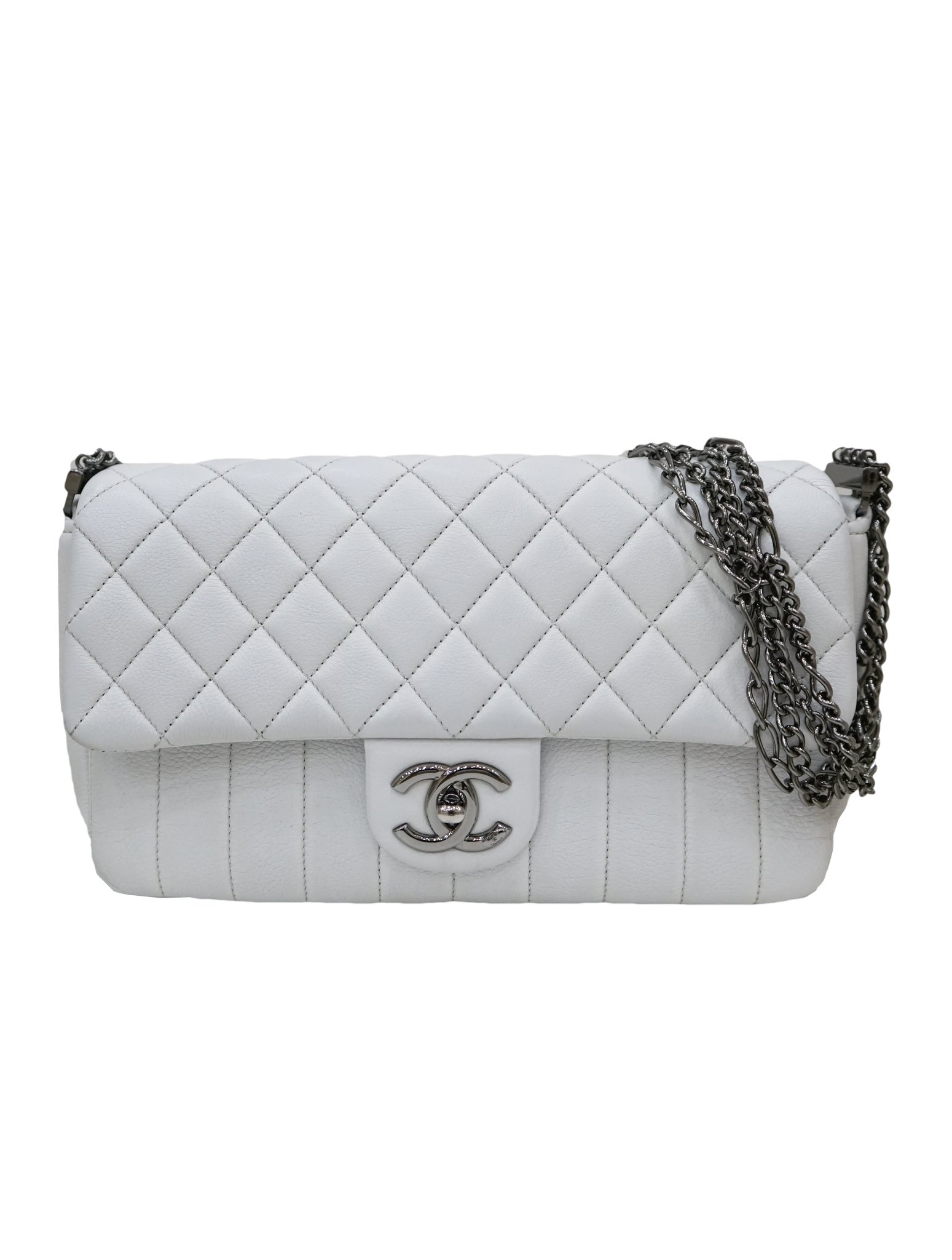 QUILTED LEATHER MULTI CHAIN FLAP BAG - styleforless