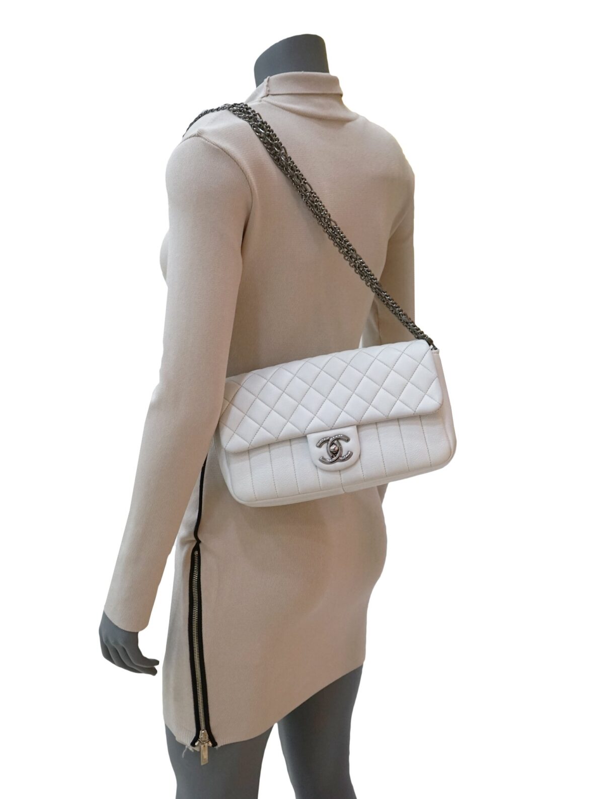 QUILTED LEATHER MULTI CHAIN FLAP BAG