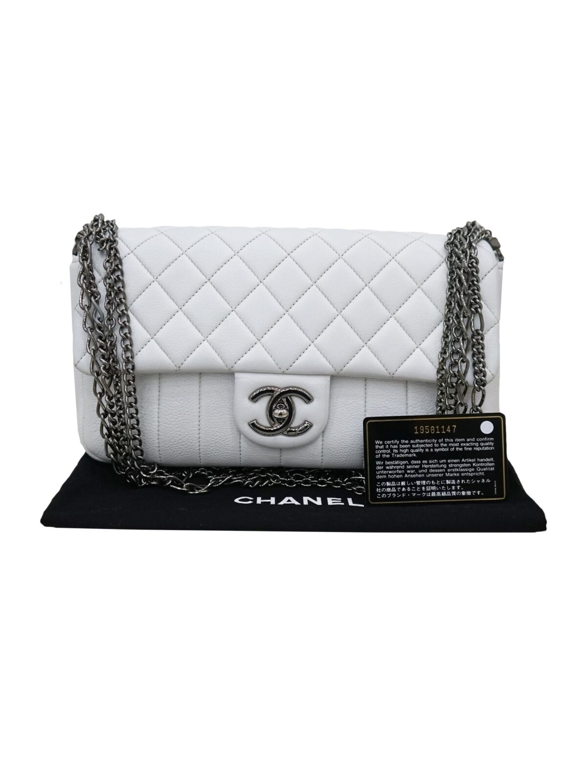 QUILTED LEATHER MULTI CHAIN FLAP BAG