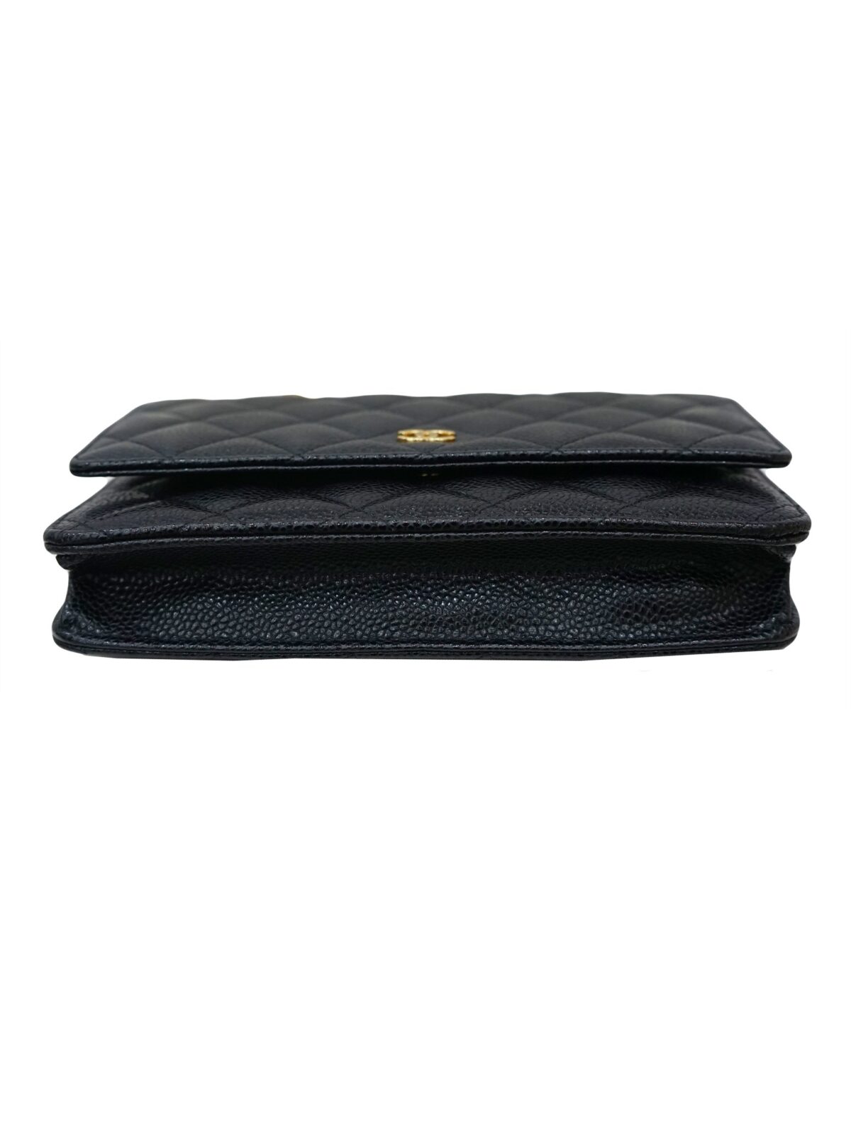 BLACK CAVIAR LEATHER WALLET ON CHAIN