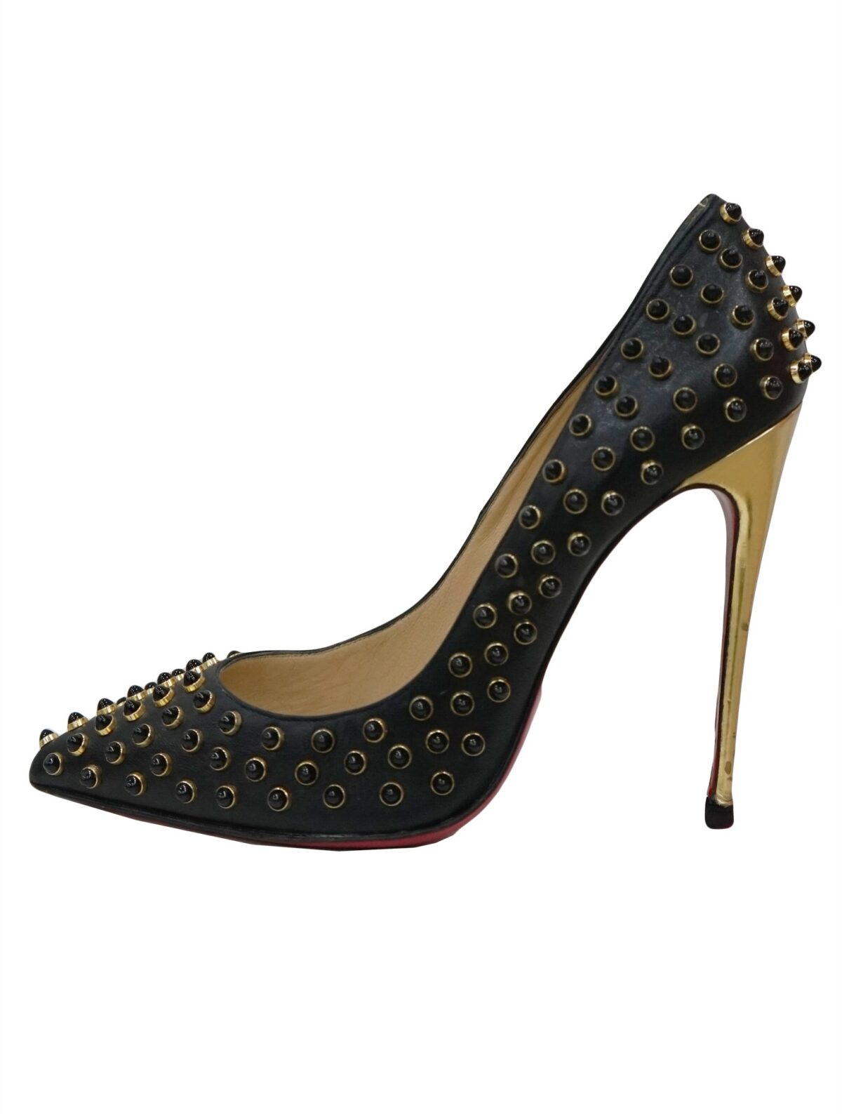 FOLLIES CABO SPIKE STUD GOLD PUMPS
