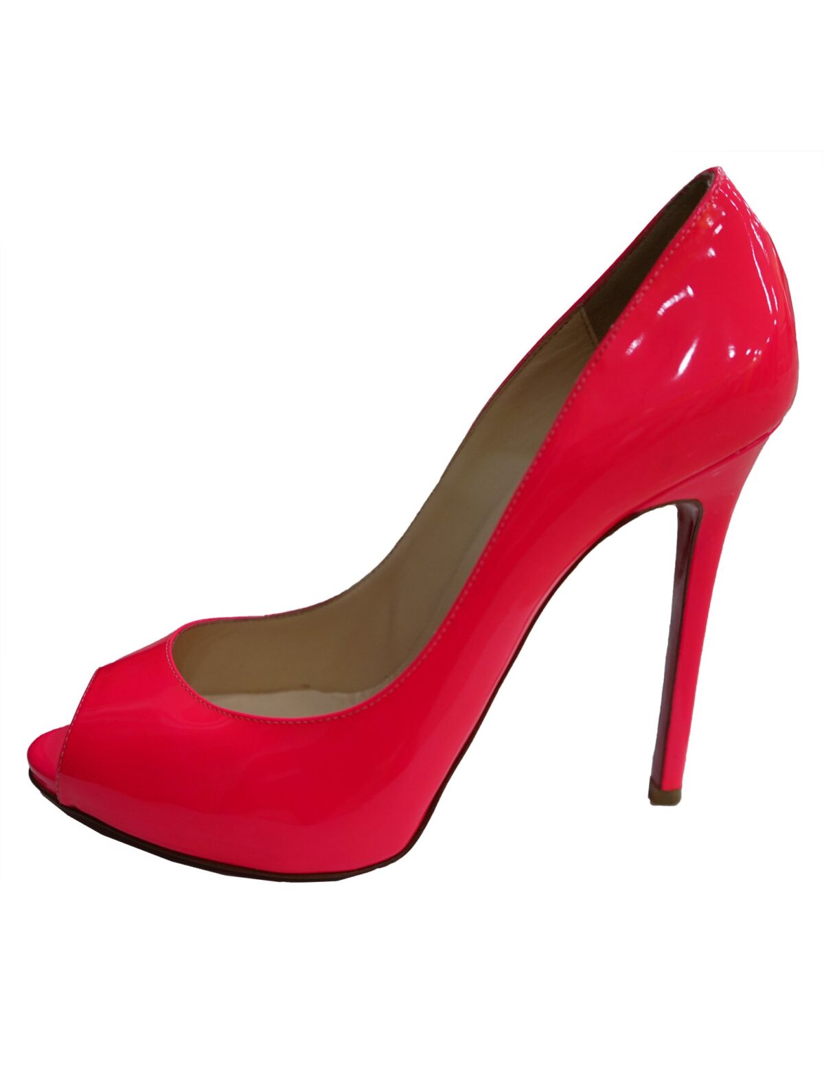 PATENT MARYL PEEP TOE PUMPS