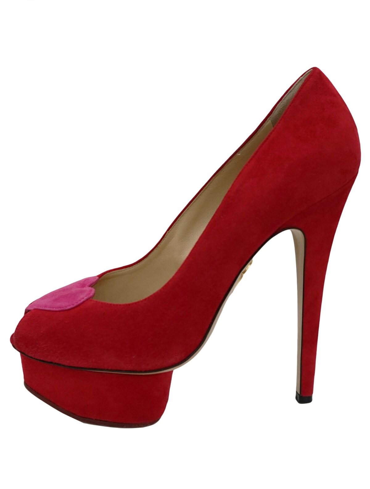SUEDE DELPHINE HEART DETAIL PLATFORM
