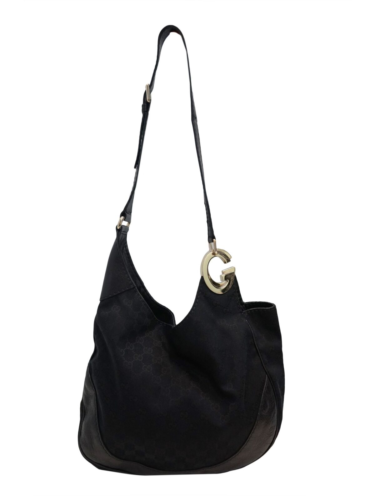 LEATHER AND CANVAS HOBO BAG