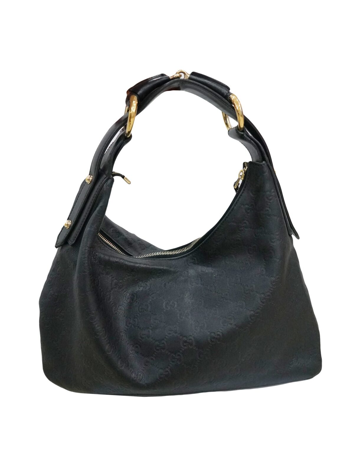 BLACK GG CANVAS MEDIUM HORSEBIT HOBO