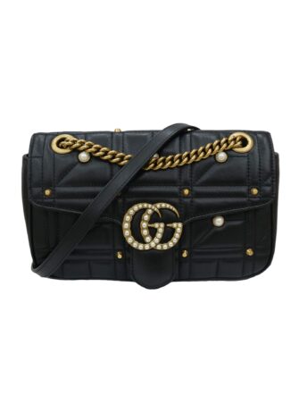 CALFSKIN MATELASSE PEARL STUDDED BAG
