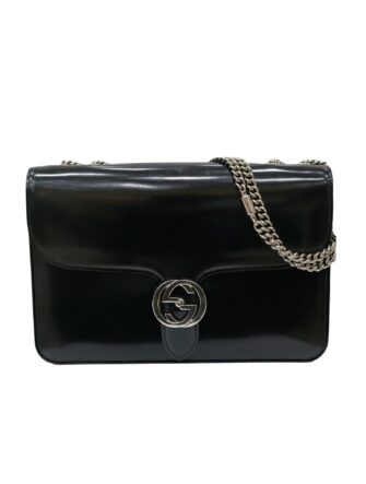 PATENT GG INTERLOCKING SHOULDER BAG