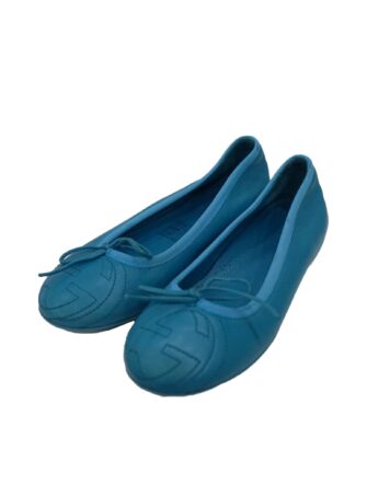 GIRLS BLUE LEATHER BALLET FLATS