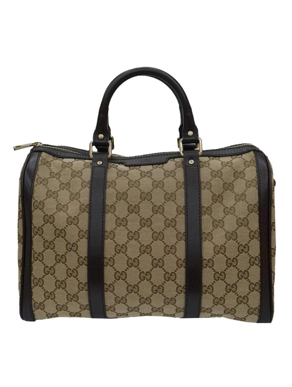 BROWN CANVAS WEB ORIGINAL GG BOSTON BAG