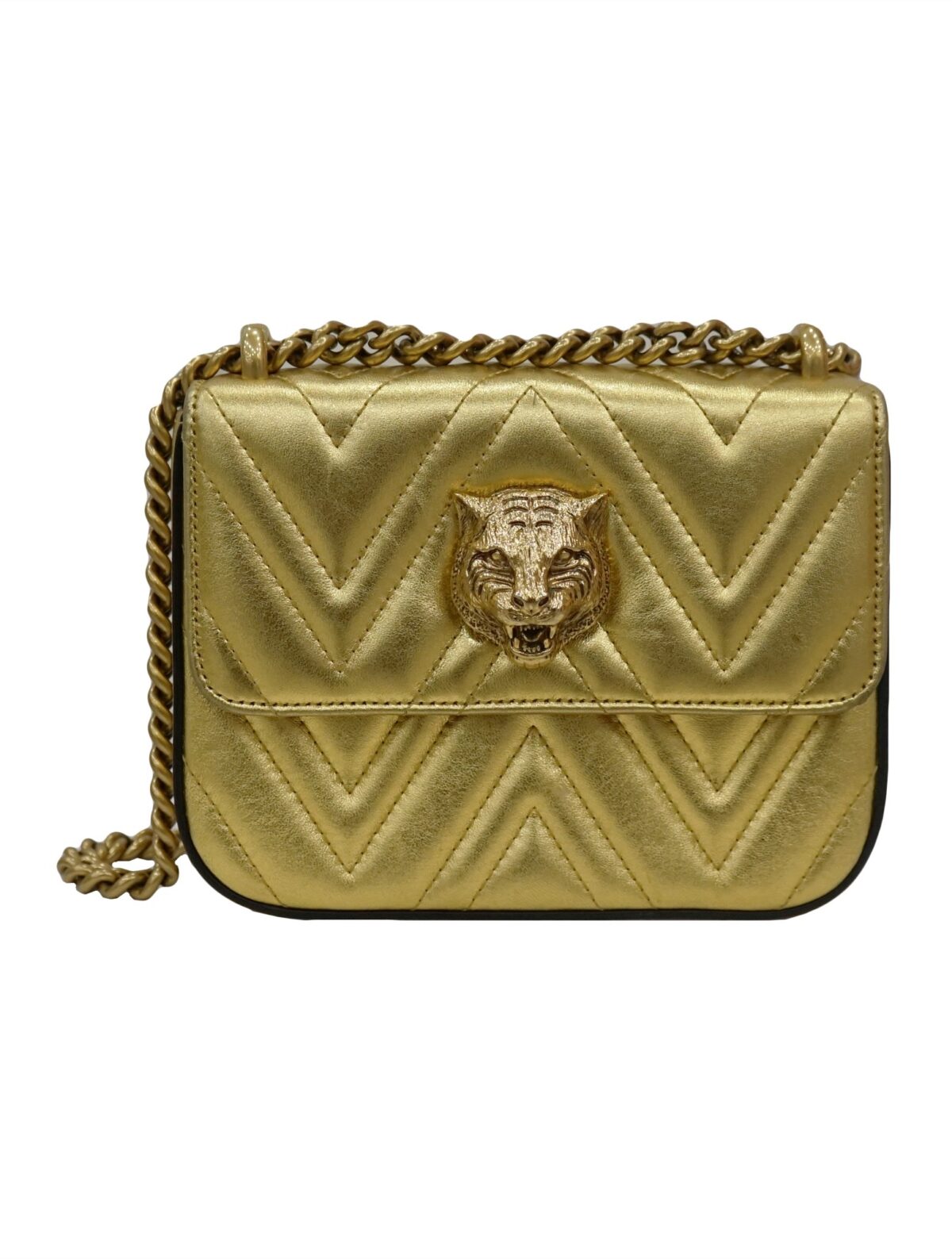 CHEVRON LEATHER BROADWAY TIGER BAG