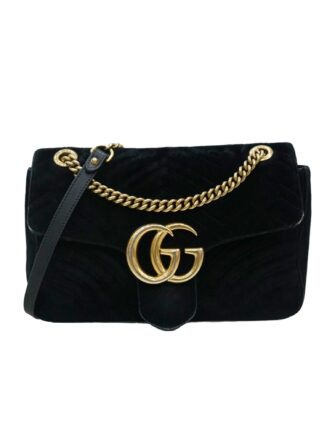 GG MARMONT BLACK VELVET SHOULDER BAG