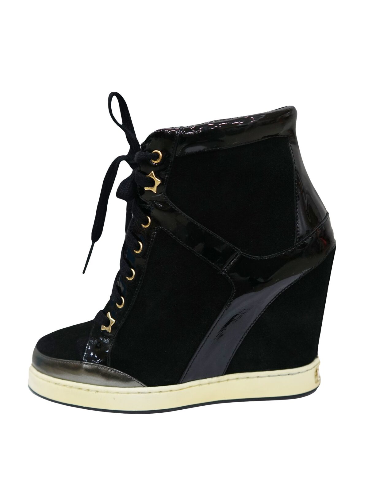 BLACK PRESTON WEDGE HI-TOP SNEAKERS