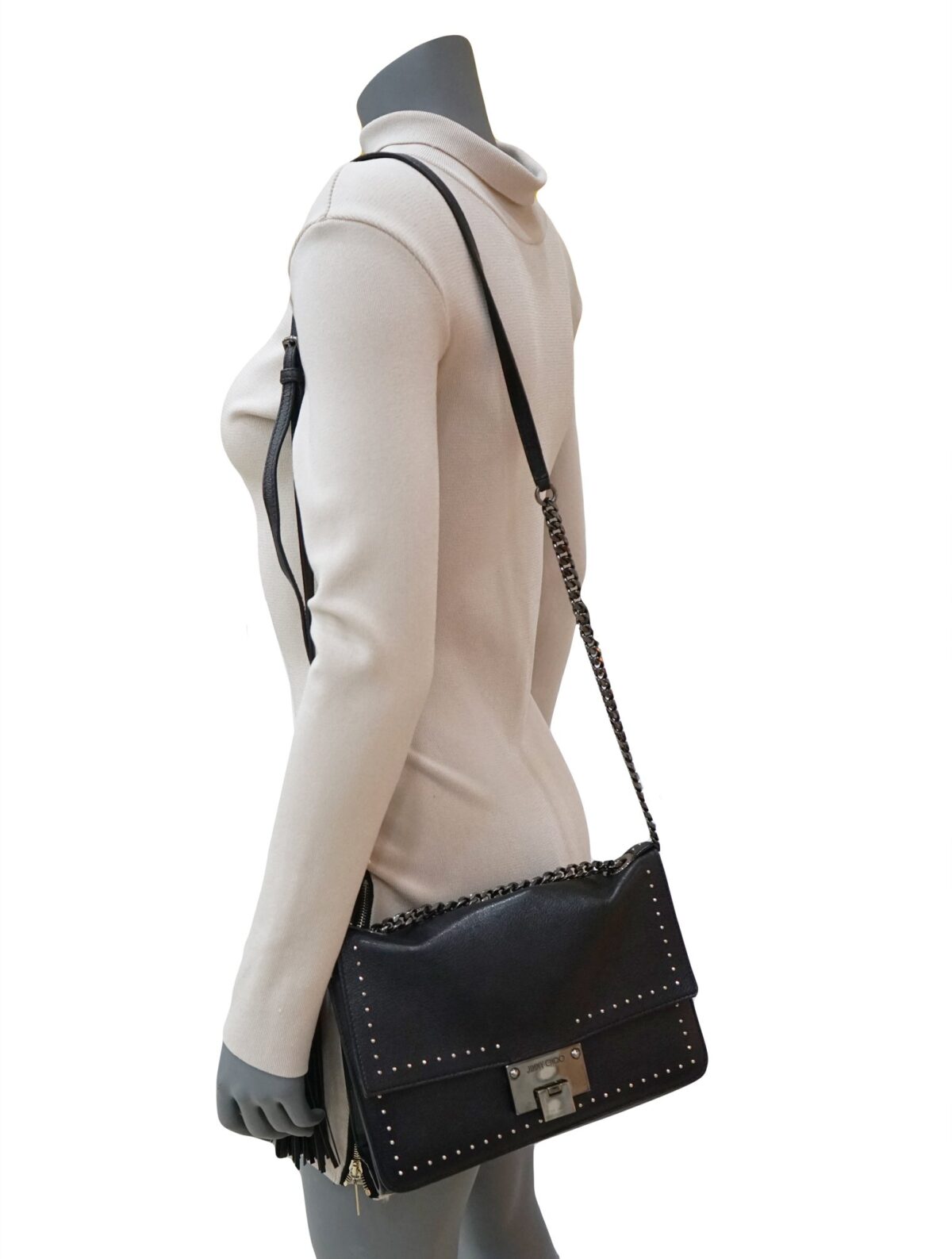 BLACK STUDDED REBEL SHOULDER BAG