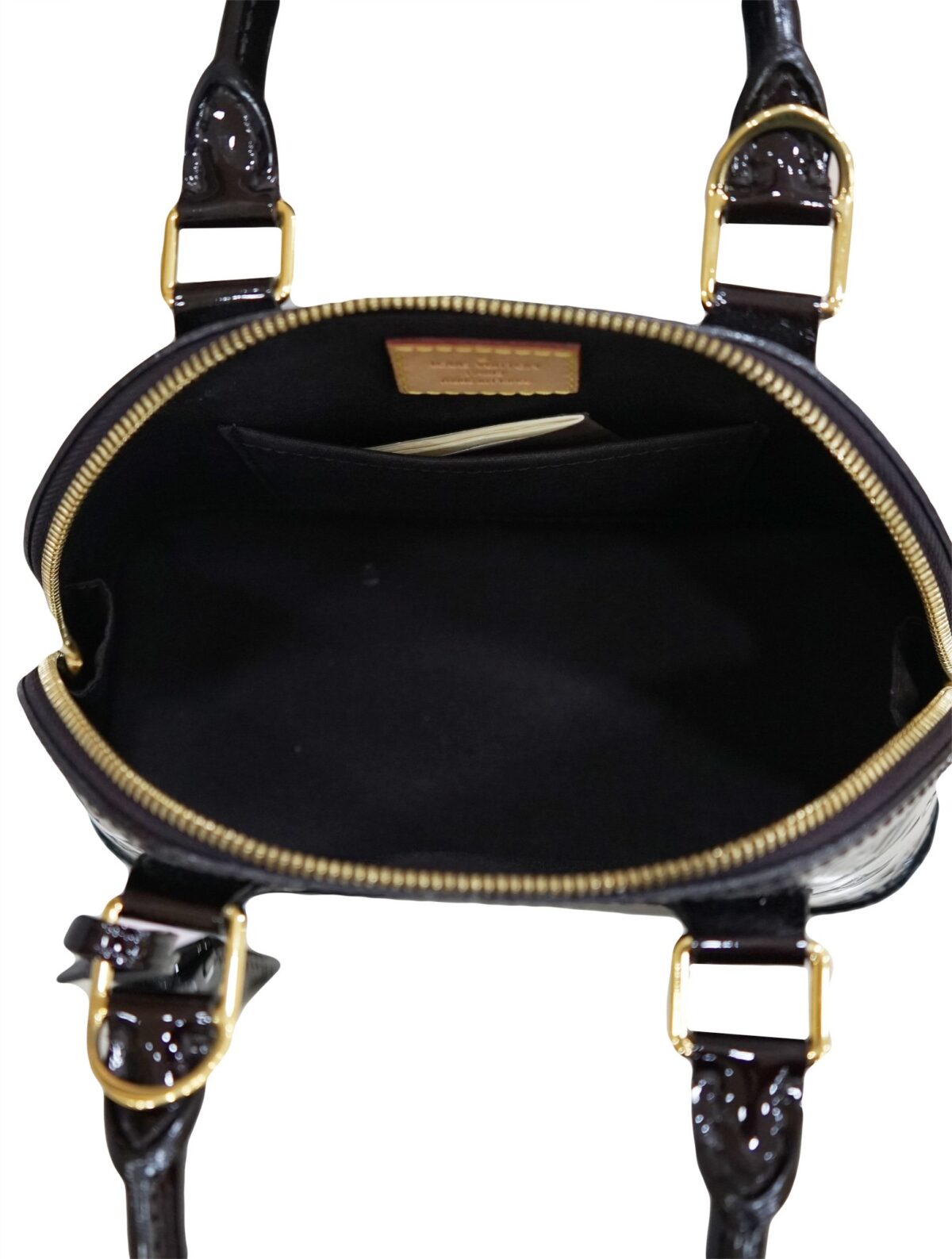 AMARANTE MONOGRAM VERNIS ALMA BAG