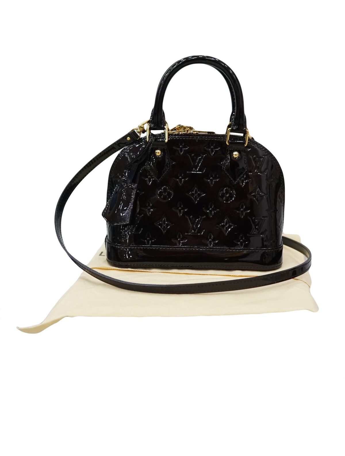AMARANTE MONOGRAM VERNIS ALMA BAG