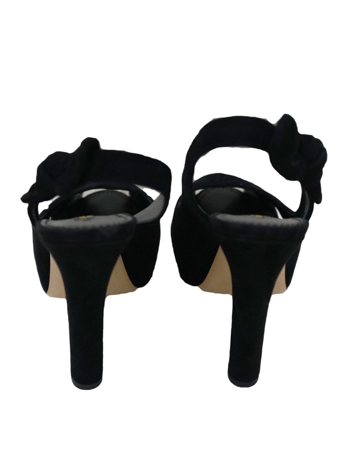 BLACK SUEDE PEEP TOE SANDALS