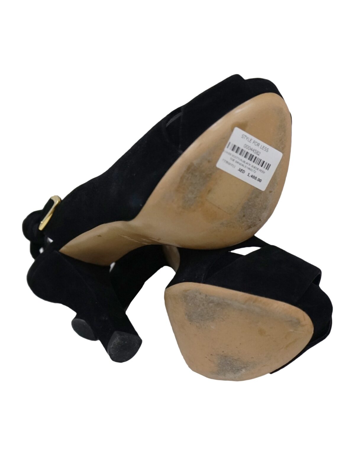 BLACK SUEDE PEEP TOE SANDALS