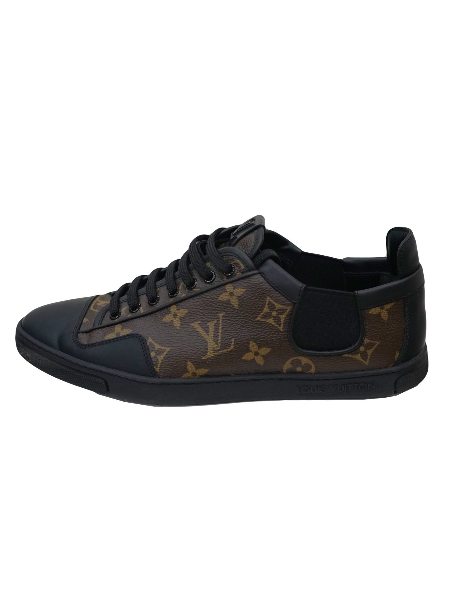 Louis Vuitton Brown Monogram Canvas And Black Leather Slalom Low