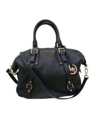 BLACK PEBBLED CALK LEATHER SATCHEL BAG