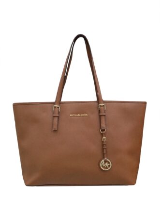 JET SET BROWN SAFFIANO TOTE BAG