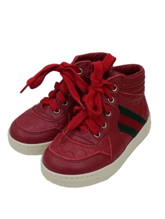 RED LEATHER HIGH TOP WEB SHOES
