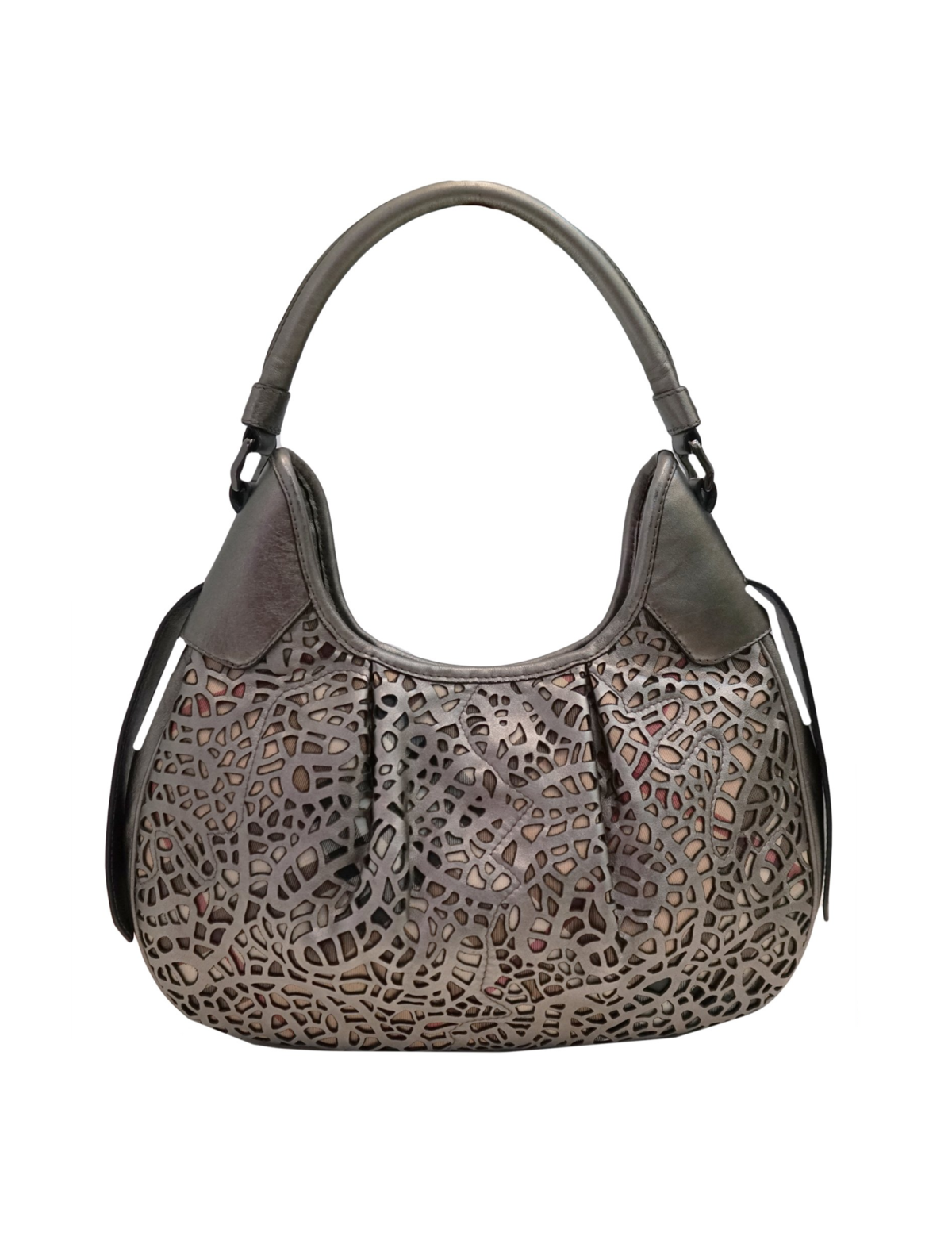 LASERCUT LEATHER CHECK BROOKLYN BAG