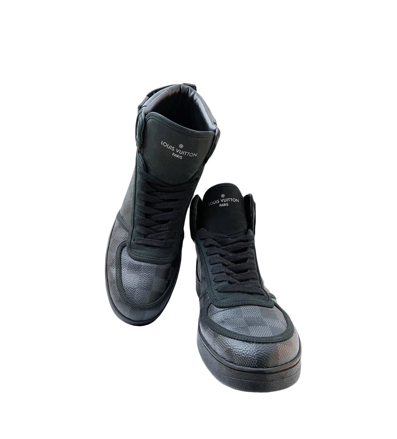Louis Vuitton Grey/Black Damier Graphite Canvas Rivoli High Top Sneakers  Size 42