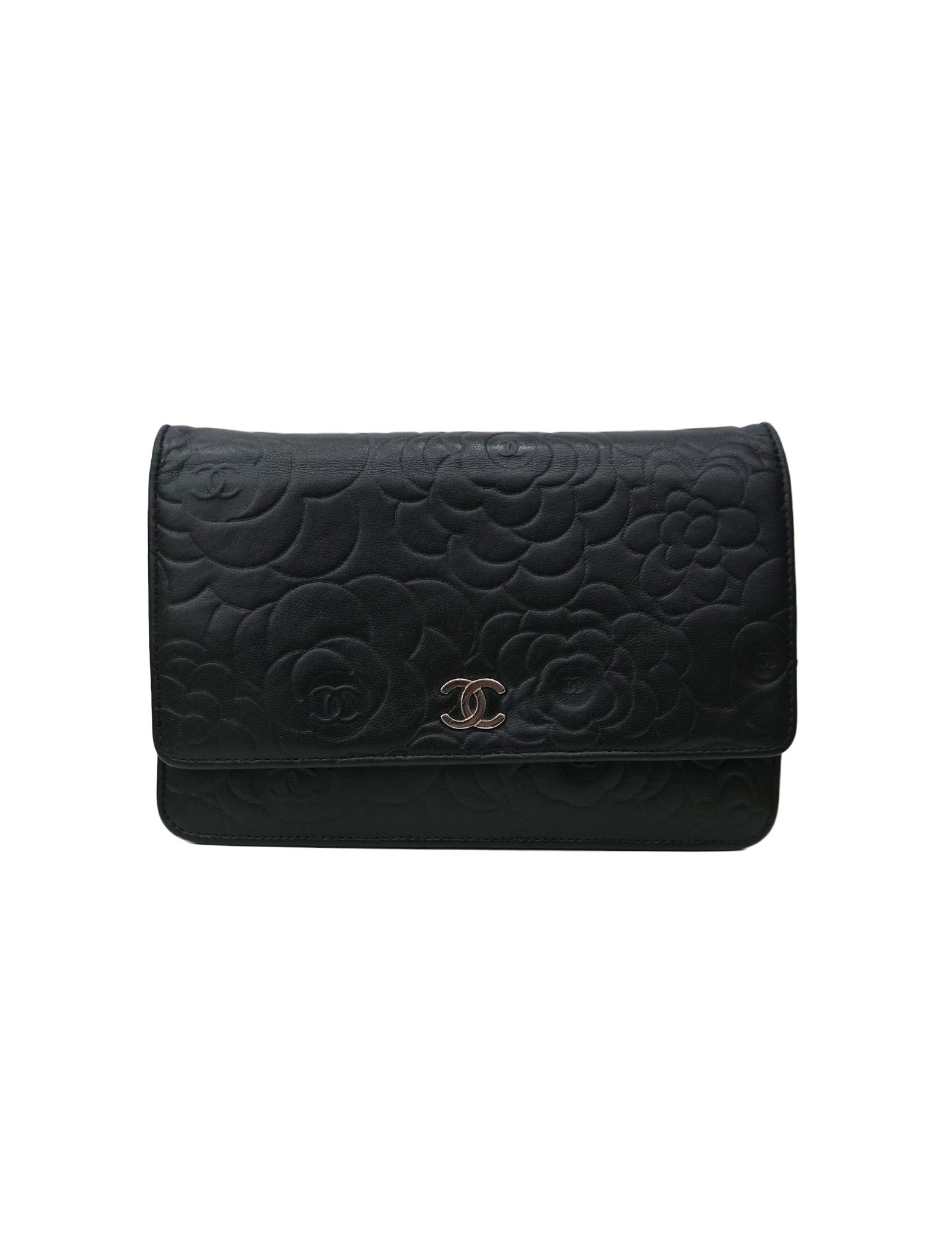CAMELLIA EMBOSSED LEATHER WOC CLUTCH - styleforless